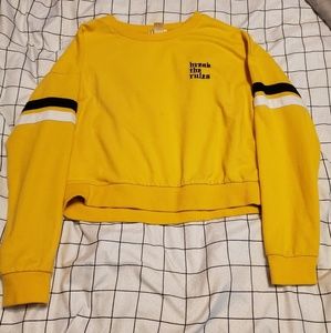 Forever 21 "break the rules" yellow crop top